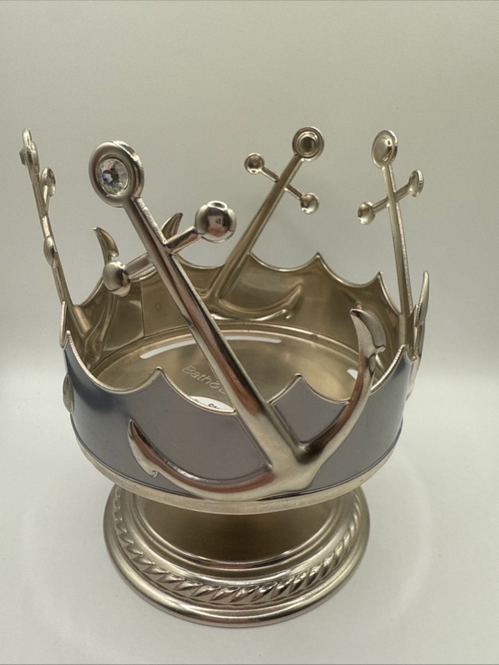 Bath and Body Works Nautical Anchor Decorative Cande Holder  - Silver and Blue